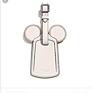 Disney Coach X Mickey  Leather Luggage Tag Chalk